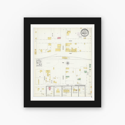 Old map wall art mockup — black gallery frame with white mat — Sanborn Fire Insurance Map from Dade City, Pasco County, Florida (1903), Sheet #0002