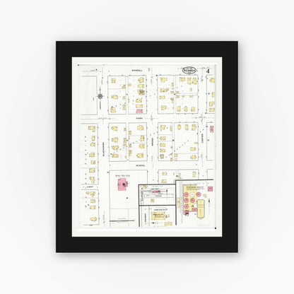 Old map wall art mockup — black gallery frame with white mat — Sanborn Fire Insurance Map from Reinbeck, Grundy County, Iowa (1921), Sheet #0004