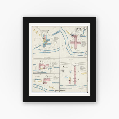 Old map wall art mockup — black gallery frame with white mat — Sanborn Fire Insurance Map from Dalton, Berkshire County, Massachusetts (1892), Sheet #0004
