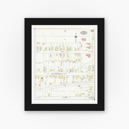 Old map wall art mockup — black gallery frame with white mat — Sanborn Fire Insurance Map from Delaware, Delaware County, Ohio (1911), Sheet #0023
