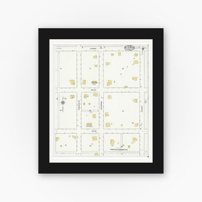 Old map wall art mockup — black gallery frame with white mat — Sanborn Fire Insurance Map from Pilot Point, Denton County, Texas (1921), Sheet #0009