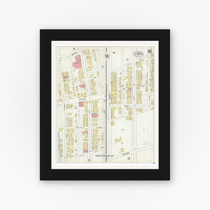 Old map wall art mockup — black gallery frame with white mat — Sanborn Fire Insurance Map from Steelton, Dauphin County, Pennsylvania (1902), Sheet #0013