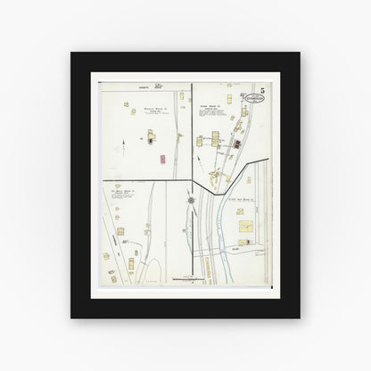 Old map wall art mockup — black gallery frame with white mat — Sanborn Fire Insurance Map from Stambaugh, Iron County, Michigan (1922), Sheet #0005