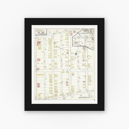 Old map wall art mockup — black gallery frame with white mat — Sanborn Fire Insurance Map from Conway, Beaver County, Pennsylvania (1916), Sheet #0002