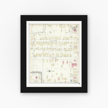 Old map wall art mockup — black gallery frame with white mat — Sanborn Fire Insurance Map from Logan, Hocking County, Ohio (1914), Sheet #0002