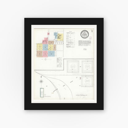 Old map wall art mockup — black gallery frame with white mat — Sanborn Fire Insurance Map from Oxnard, Ventura County, California (1903) - Complete Map Set