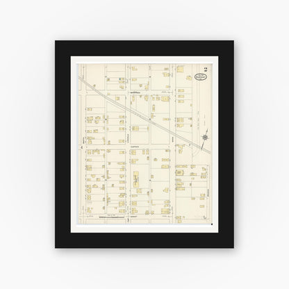 Old map wall art mockup — black gallery frame with white mat — Sanborn Fire Insurance Map from Dupont, Luzerne County, Pennsylvania (1914), Sheet #0002