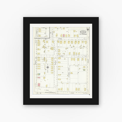 Old map wall art mockup — black gallery frame with white mat — Sanborn Fire Insurance Map from Stroudsburg, Monroe County, Pennsylvania (1912), Sheet #0019