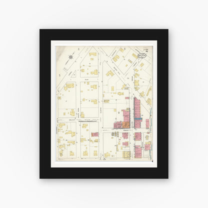 Old map wall art mockup — black gallery frame with white mat — Sanborn Fire Insurance Map from Milton, Santa Rosa County, Florida (1917), Sheet #0002