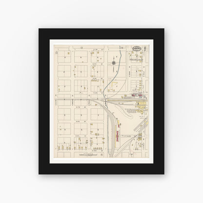 Old map wall art mockup — black gallery frame with white mat — Sanborn Fire Insurance Map from Sanford, Seminole County, Florida (1922), Sheet #0007