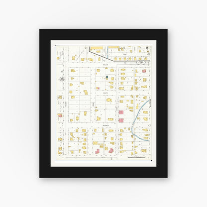 Old map wall art mockup — black gallery frame with white mat — Sanborn Fire Insurance Map from Tama, Tama County, Iowa (1906), Sheet #0002