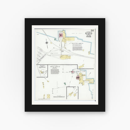 Old map wall art mockup — black gallery frame with white mat — Sanborn Fire Insurance Map from Stillwater, Washington County, Minnesota (1910), Sheet #0024