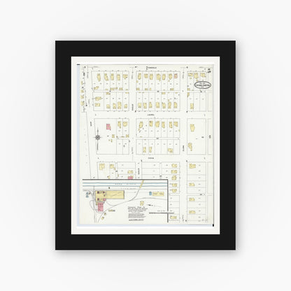Old map wall art mockup — black gallery frame with white mat — Sanborn Fire Insurance Map from Chicago Junction, Huron County, Ohio (1911), Sheet #0005