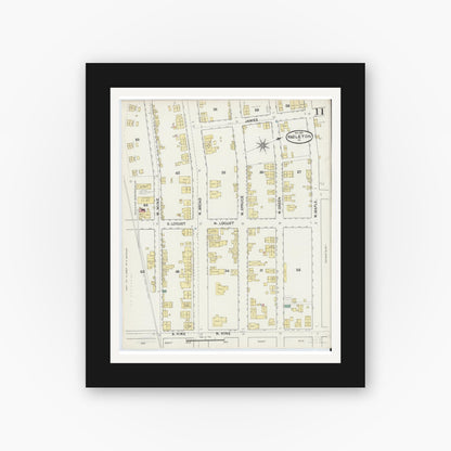 Old map wall art mockup — black gallery frame with white mat — Sanborn Fire Insurance Map from Hazleton, Luzerne County, Pennsylvania (1891), Sheet #0011
