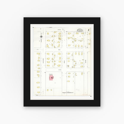 Old map wall art mockup — black gallery frame with white mat — Sanborn Fire Insurance Map from Reinbeck, Grundy County, Iowa (1911), Sheet #0004