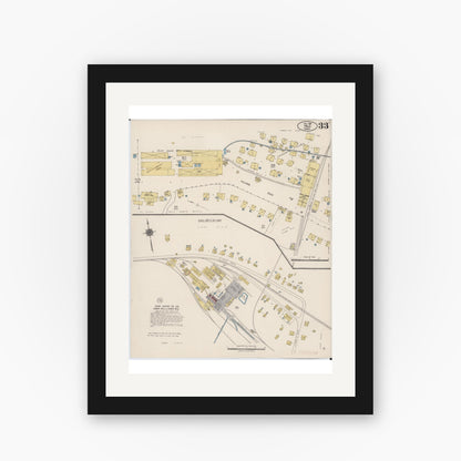 Old map wall art mockup — black gallery frame with white mat — Sanborn Fire Insurance Map from Hilo, Hawaii County, Hawaii (1921), Sheet #0033