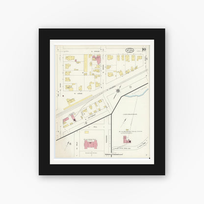 Old map wall art mockup — black gallery frame with white mat — Sanborn Fire Insurance Map from Wilson, Wilson County, North Carolina (1913), Sheet #0010