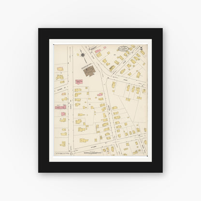 Old map wall art mockup — black gallery frame with white mat — Sanborn Fire Insurance Map from Willoughby, Lake County, Ohio (1922), Sheet #0005