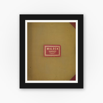 Old map wall art mockup — black gallery frame with white mat — Sanborn Fire Insurance Map from Malden, Middlesex County, Massachusetts (1957), Sheet #0001
