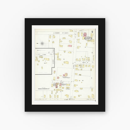 Old map wall art mockup — black gallery frame with white mat — Sanborn Fire Insurance Map from Gloversville, Fulton County, New York (1907) - Complete Map Set