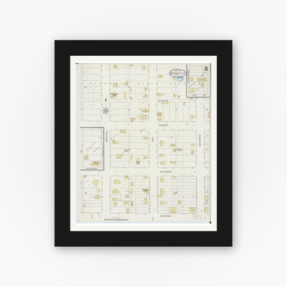 Old map wall art mockup — black gallery frame with white mat — Sanborn Fire Insurance Map from Springfield, Brown County, Minnesota (1894), Sheet #0003