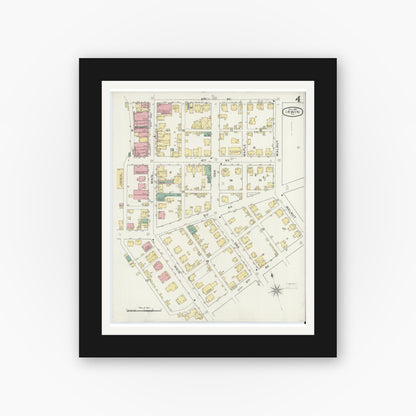 Old map wall art mockup — black gallery frame with white mat — Sanborn Fire Insurance Map from Irwin, Westmoreland County, Pennsylvania (1894), Sheet #0004