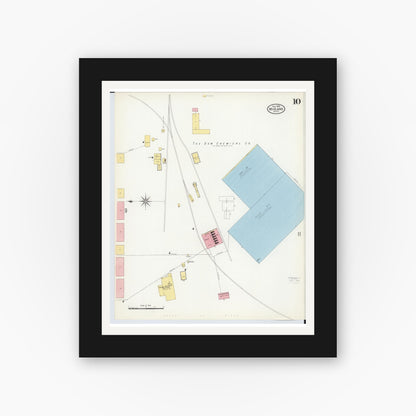 Old map wall art mockup — black gallery frame with white mat — Sanborn Fire Insurance Map from Midland, Midland County, Michigan (1909), Sheet #0010