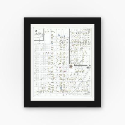 Old map wall art mockup — black gallery frame with white mat — Sanborn Fire Insurance Map from Shreve, Wayne County, Ohio (1950), Sheet #0003