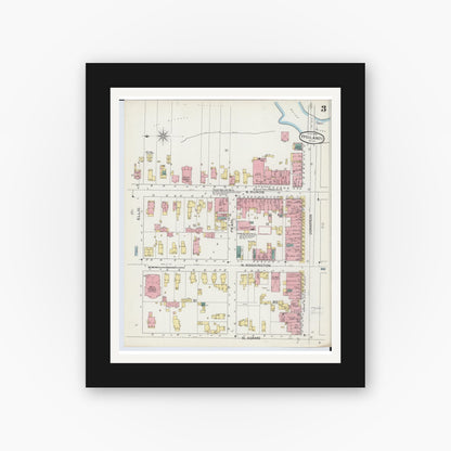 Old map wall art mockup — black gallery frame with white mat — Sanborn Fire Insurance Map from Ypsilanti, Washtenaw County, Michigan (1893), Sheet #0003