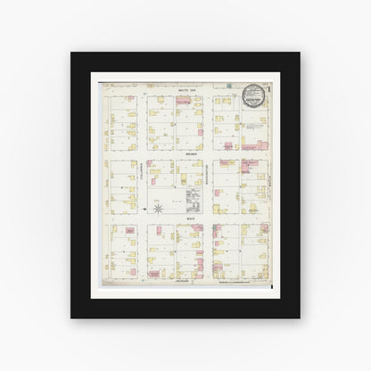 Old map wall art mockup — black gallery frame with white mat — Sanborn Fire Insurance Map from Higginsport, Brown County, Ohio (1892) - Complete Map Set
