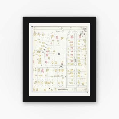 Old map wall art mockup — black gallery frame with white mat — Sanborn Fire Insurance Map from Clyde, Sandusky County, Ohio (1911), Sheet #0002