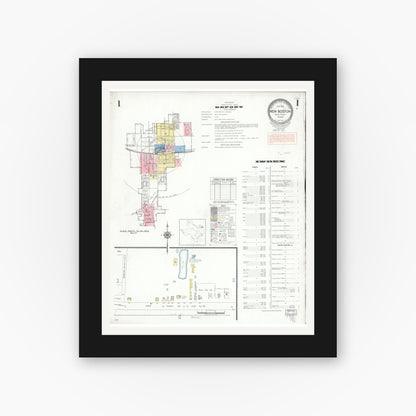 Old map wall art mockup — black gallery frame with white mat — Sanborn Fire Insurance Map from New Boston, Bowie County, Texas (1952) - Complete Map Set