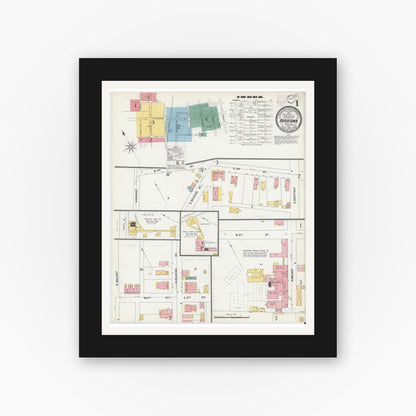 Old map wall art mockup — black gallery frame with white mat — Sanborn Fire Insurance Map from Boyertown, Berks County, Pennsylvania (1902) - Complete Map Set
