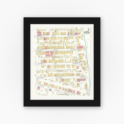 Old map wall art mockup — black gallery frame with white mat — Sanborn Fire Insurance Map from Natrona, Allegheny County, Pennsylvania (1921), Sheet #0005