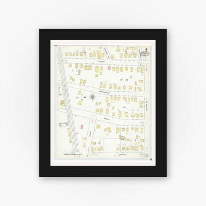 Old map wall art mockup — black gallery frame with white mat — Sanborn Fire Insurance Map from Conneaut, Ashtabula County, Ohio (1909), Sheet #0004