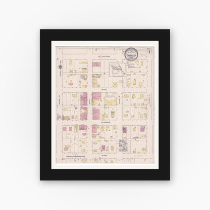 Old map wall art mockup — black gallery frame with white mat — Sanborn Fire Insurance Map from Knobnoster, Johnson County, Missouri (1922) - Complete Map Set