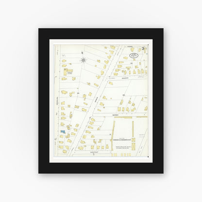 Old map wall art mockup — black gallery frame with white mat — Sanborn Fire Insurance Map from Bath, Steuben County, New York (1909), Sheet #0003