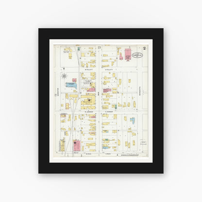 Old map wall art mockup — black gallery frame with white mat — Sanborn Fire Insurance Map from Fond du Lac, Fond du Lac County, Wisconsin (1898) - Complete Map Set