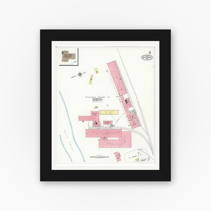 Old map wall art mockup — black gallery frame with white mat — Sanborn Fire Insurance Map from Baltimore, Fairfield County, Ohio (1926), Sheet #0004