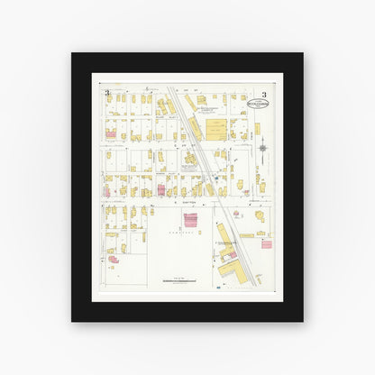 Old map wall art mockup — black gallery frame with white mat — Sanborn Fire Insurance Map from West Alexandria, Preble County, Ohio (1926), Sheet #0003