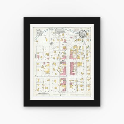 Old map wall art mockup — black gallery frame with white mat — Sanborn Fire Insurance Map from Rockport, Atchison County, Missouri (1900) - Complete Map Set