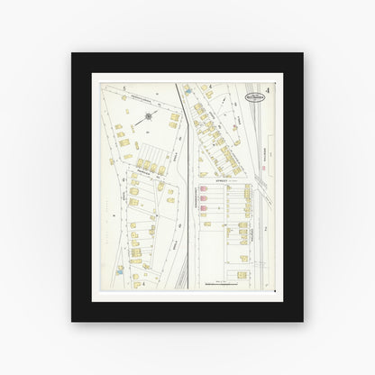 Old map wall art mockup — black gallery frame with white mat — Sanborn Fire Insurance Map from West Fairview, Cumberland County, Pennsylvania (1910), Sheet #0004