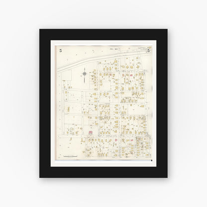 Old map wall art mockup — black gallery frame with white mat — Sanborn Fire Insurance Map from Commerce, Hunt County, Texas (1940), Sheet #0005