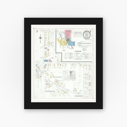 Old map wall art mockup — black gallery frame with white mat — Sanborn Fire Insurance Map from Utica, Macomb County, Michigan (1941) - Complete Map Set