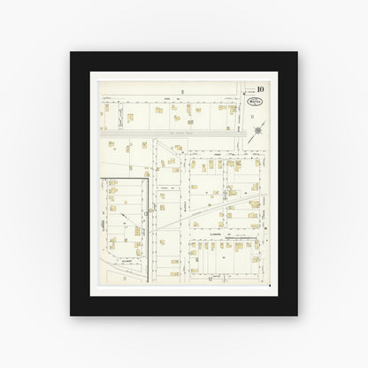 Old map wall art mockup — black gallery frame with white mat — Sanborn Fire Insurance Map from Winton, Lackawanna County, Pennsylvania (1912), Sheet #0010