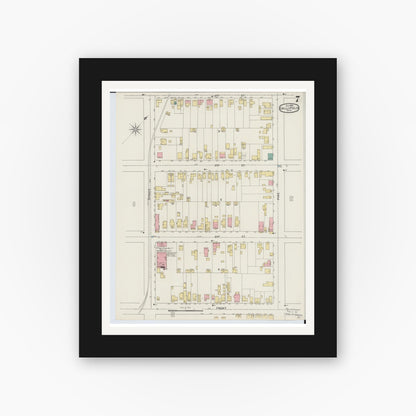 Old map wall art mockup — black gallery frame with white mat — Sanborn Fire Insurance Map from Gallipolis, Gallia County, Ohio (1895), Sheet #0007