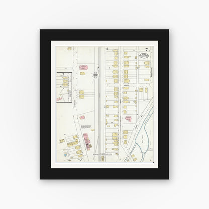 Old map wall art mockup — black gallery frame with white mat — Sanborn Fire Insurance Map from Alliance, Northampton County, Pennsylvania (1904), Sheet #0007