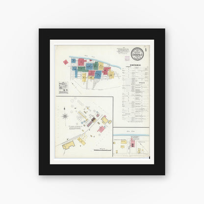 Old map wall art mockup — black gallery frame with white mat — Sanborn Fire Insurance Map from Coraopolis, Allegheny County, Pennsylvania (1906) - Complete Map Set