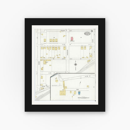 Old map wall art mockup — black gallery frame with white mat — Sanborn Fire Insurance Map from Nescopeck, Luzerne County, Pennsylvania (1919), Sheet #0006