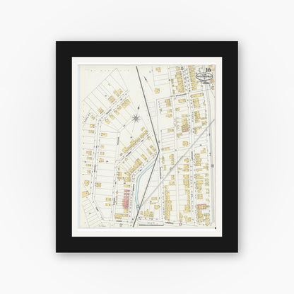 Old map wall art mockup — black gallery frame with white mat — Sanborn Fire Insurance Map from Turtle Creek Valley, Allegheny County, Pennsylvania (1906), Sheet #0016